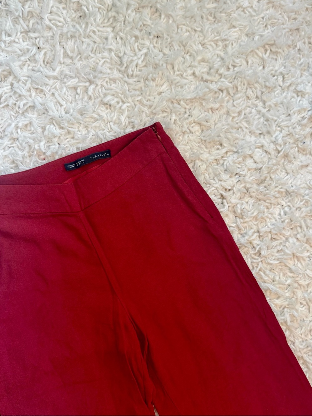 Zara Basic Deep Red Trousers - Picture 4 of 5